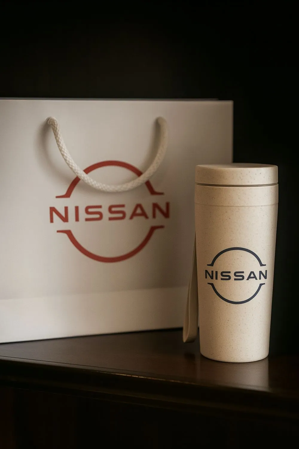 Funda de regalo premium con cordón producida por C.I.M para Nissan